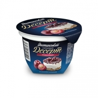 Three-layered Cheese dessert with cereals and cherries, 3.6% fat